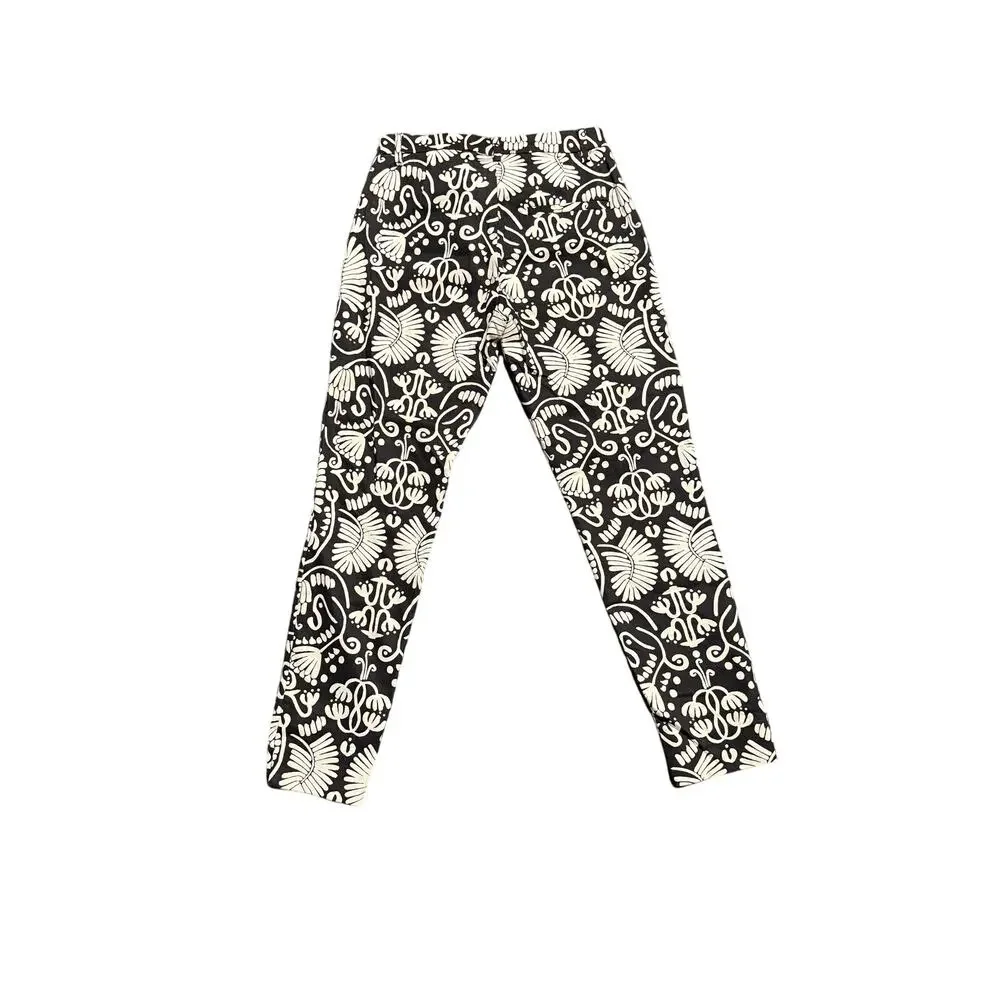 H&M Floral Ankle Stretch Pants - Black & White - Size 6